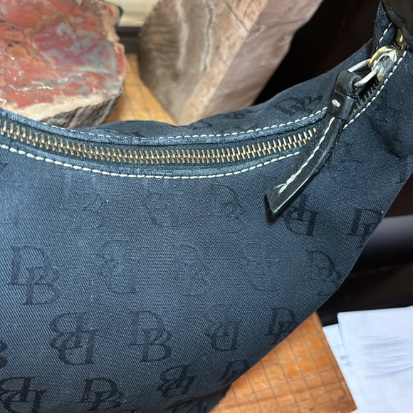 Dooney & Bourke Bucket Bag Black Signature Monogram 8”Lx5.5”W Center 5”H - Picture 7 of 17